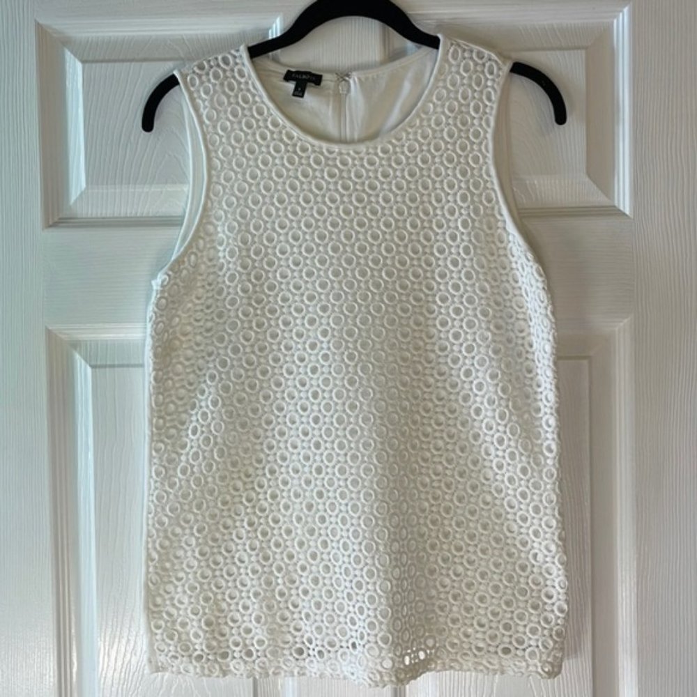Talbots EUC White Eyelet Knit Sleeveless Top Size Small